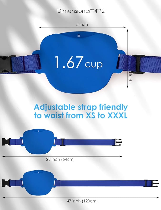 Dog Treat Pouch with Training Clicker, Upgrade Stronger Magnetic Closure to Avoid Spilling, 1.67 Cup Silicone Treat Bag Fanny Pack with Waist Belt for Pet Training Walking (Blue)