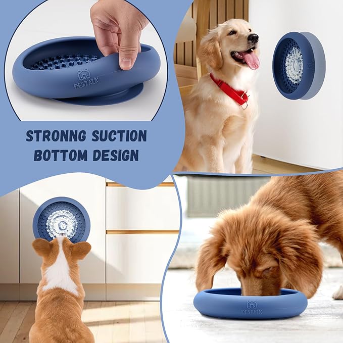 Dog Lick Bowl, Bestalk Anxiety Relief Slow Feeder Dog Lick Mat Treat Dispenser, Non-Slip Licking Bowl Enrichment Toys, BPA Free Silicone, Dishwasher Safe