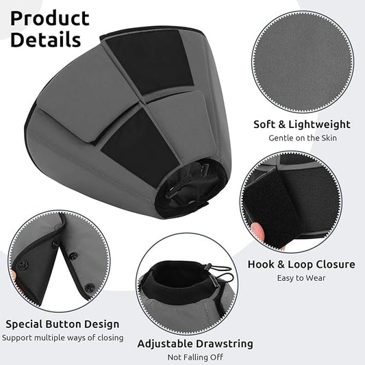 Queenmore Dog Cones for Large Dogs, Soft Dog Cone for Large Breeds, Cone for Dogs After Surgery, Adjustable Elizabethan Collar for Pet to Prevent Licking Wounds, Grey L