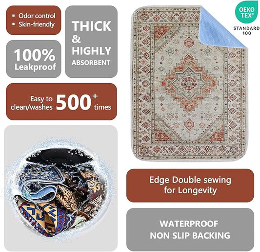 Qeils Washable Pee Pads, Reusable Puppy Pads Super Absorbent Leakproof Dog Training Pads, Non-Slip Wee Wee Pads for Crate, Floor, Potty Pads Feeding Mat Dog Pee 2 Pack 18"x24"