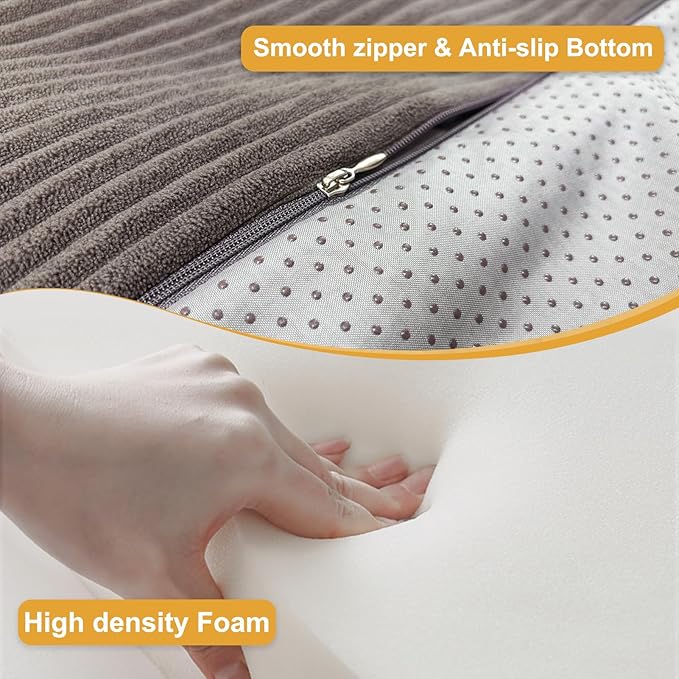 Curved Dog Stairs Ramp for Beds Couches and Chair, 15.7" H, 3-Step Dog Steps for Small Dogs, Pet Stairs for Cats with Non-Slip, Removable and Washable Cover,Balanced Pet Steps Indoor, Deep Grey