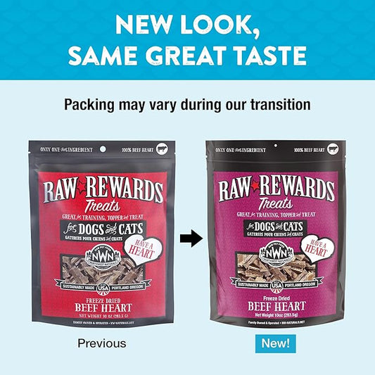 Northwest Naturals Raw Rewards Freeze-Dried Beef Heart Treats for Dogs and Cats - Bite-Sized Pieces - Healthy, 1 Ingredient, Human Grade Pet Food, All Natural, Proudly Made in USA, 10 Oz