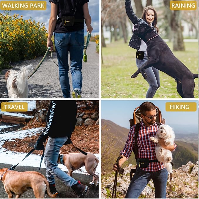 SZO Dog Treat Pouch with Pet Training Clicker, Dog Training Treat Pouch with Waist Belt Clip, Magnetic Closure, Hands-Free Training - Black