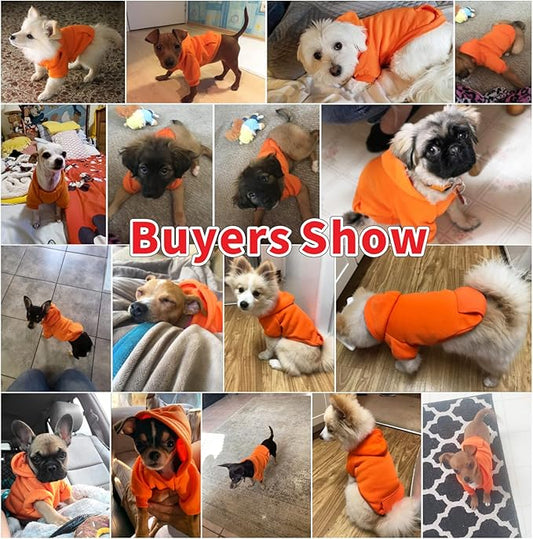 Idepet Pet Dog Hoodies Dog Clothes for Small Dogs Vest Chihuahua Clothes Warm Coat Jacket Autumn Puppy Outfits Cats Dogs Clothing(XL, Orange)
