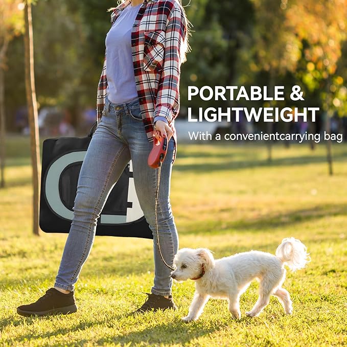 Dog Playpen with Washable Pee Pad, Puppy Pet Cat Playpen Small Dogs Tent Crate Indoor/Outdoor, Portable Pop Up Kennel with Carrying Case for Cats/Rabbits(Grey,Small with pad)