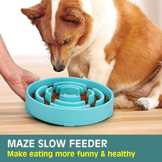 WHIPPY Large Slow Feeder Dog Bowls for Large Medium Dogs Anti-Chocking Slow Feeding Maze Dog Food Bowl Slow Eating Interactive Bloat Stop Puzzle Bowl,Sky Blue