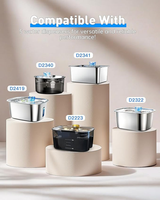 Replacement Dog Water Fountain Pump for lesotc Stainless Steel Pet Fountains, Quiet Cat Water Bowl Dispenser Pump with LED Low Water Shut Off, Fits 3 Gallon Large Dog Models D2223 D2322 D2341 D2419