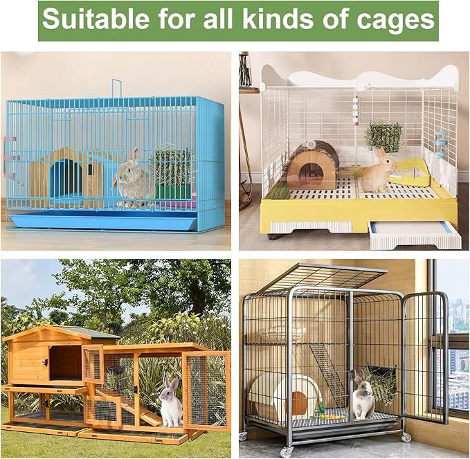 LUAVIARU Upgrades Rabbit Hay Feeder - Guinea Pig Hay Feeder - Metal Frame Hay Rack with Adjustable Hook - Less Wasted - for Guinea Pigs - Chinchilla Bunny Cage Accessories - Bunny Feeder