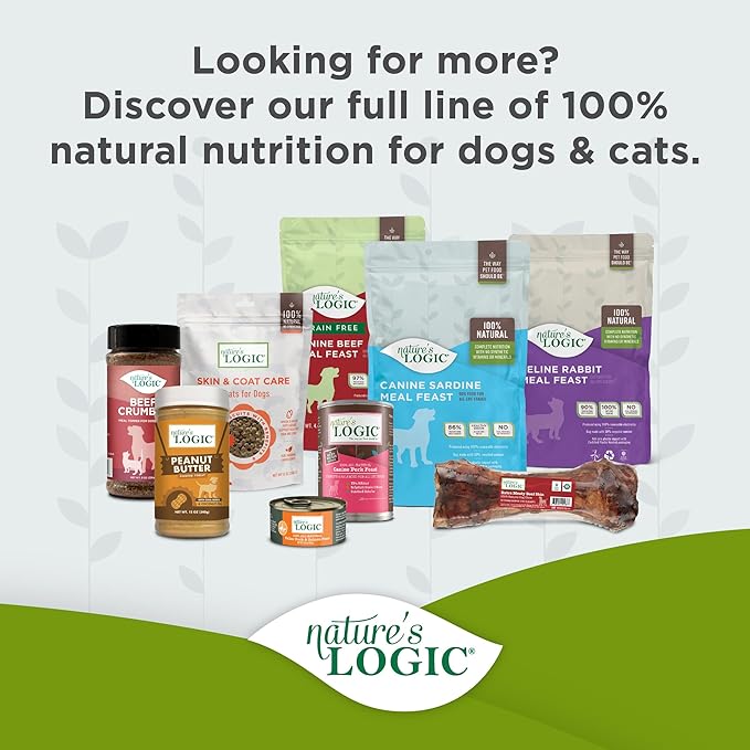 NATURE'S LOGIC Dry Dog Food - 100% Natural - No Synthetics - for All Ages, Sizes, Breeds - Free from Common Allergens, High Protein - Rabbit Meal Feast, 13lbs