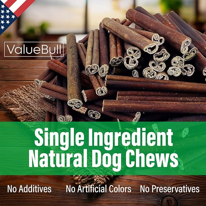 ValueBull USA Collagen Sticks for Small Dogs, 6 Inch Extra Thin Chews, Natural Dog Treats, 10 Count - Promotes Joint, Skin & Coat Health with Glucosamine and Chondroitin