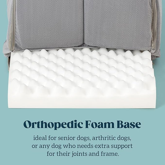 Orthopedic Dog Bed House - Dog House Indoor with Egg-Crate Foam - Tent Bed with Waterproof Lining & Nonskid Bottom, Ideal for Medium Breeds & Fits 30-Inch Crate - 29"x18", Charcoal
