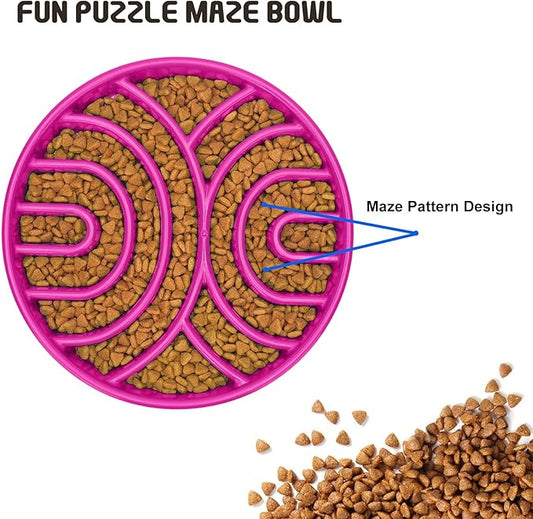WHIPPY Slow Feeder Dog Bowls Anti-Choking Maze Dog Food Bowl Anti-Slip Interactive Dog Puzzle Feeder Dog Bowl Pet Bowl for Large Medium Dogs,Purple