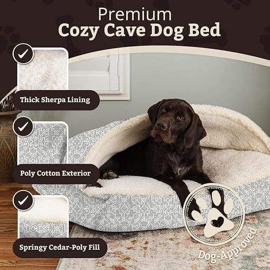 Snoozer Pet Products Luxury Rectangle Cozy Cave, Wag Collection, Extra Large, Ramey Gray