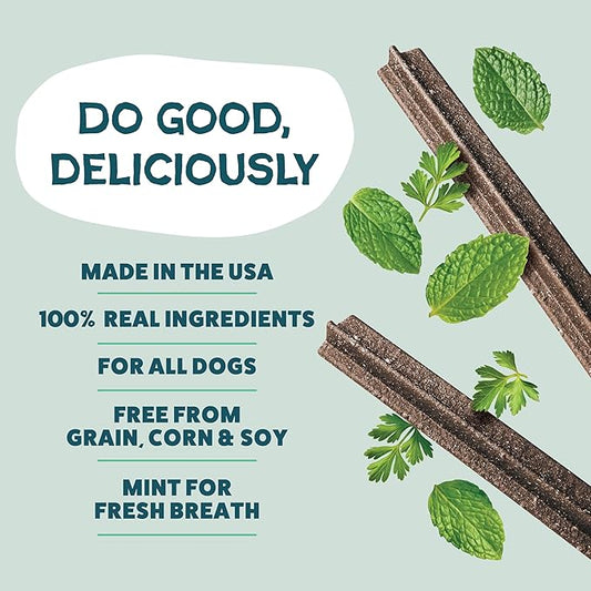 Shameless Pets Triple Mint Dental Chews for Dogs, 8 Chews - Natural Dog Teeth Cleaning Treats with Fresh Breath Benefits | Grain-Free Dental Sticks for Small, Medium & Large Dogs