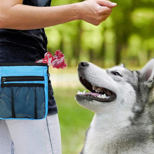 STMK Dog Treat Pouch Dog Clicker Training Kit, Dog Training Treat Pouch Dog Clicker for Training, 3 Ways to Wear Easily Carries Treat Pouches for Pet Training (Blue)