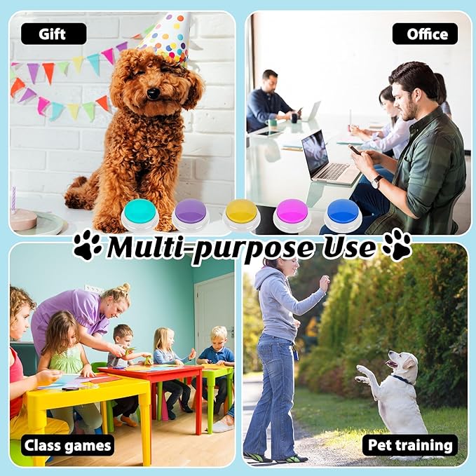 10 Color Voice Recording Buttons for Dogs Dog Training Communication Buttons with 30 Sec Record and Playback,Pet Training Buzzer for Puppy Cats, Funny Gift for Study Office Home Pet Lovers (10 Pack)