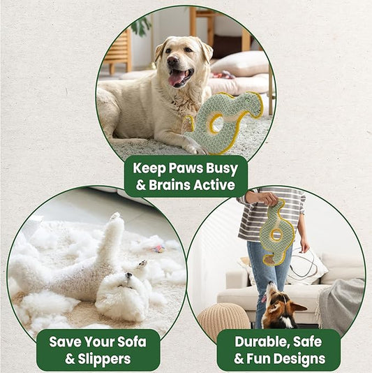 Nocciola Squeaky Dog Toy, New 2025 Ring Snake Dog Toy for Tug of War, Stuffed Toy with Two Tough Layers, Interactive Tug Training to Keep Them Busy, Green