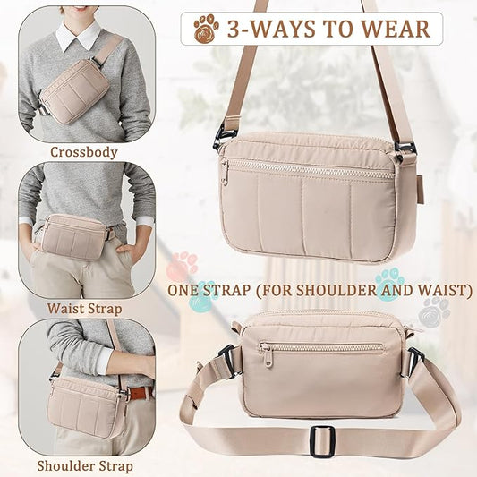 Fashion Dog Treat Pouch with Clicker Stylish Crossbody Dog Walking Bag, 3-in-1 Dog Training Treat Pouch with Removable Waterproof Liner, Treat Holder Waist Bag for Puppy Training & Daily Walks