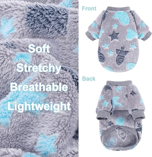 Dog Sweaters for Small Dogs Male Female Night Glow Fleece Dog Clothes for Small Dogs Girl Boy, Warm Pullover Doggy Sweatshirt, Winter Pet Coat Jacket Cat Costume Puppy Outfit, Gray, XXS