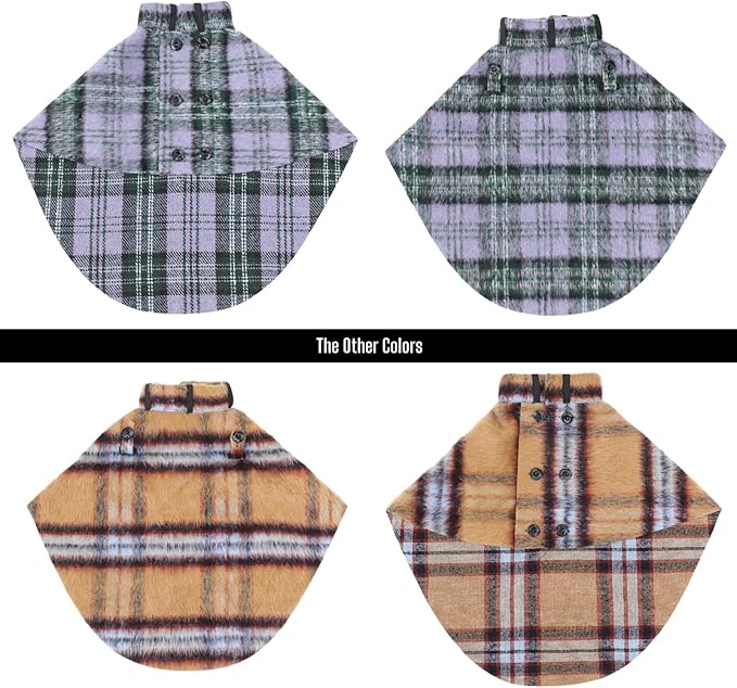 Dog Wool-Blend Luxury Cloak, Timeless Warm Plaid Coat Winter Fall Clothes Outfit Clothing Fits Small & Large Breeds Christmas Valentine Gift (Crimson,S)