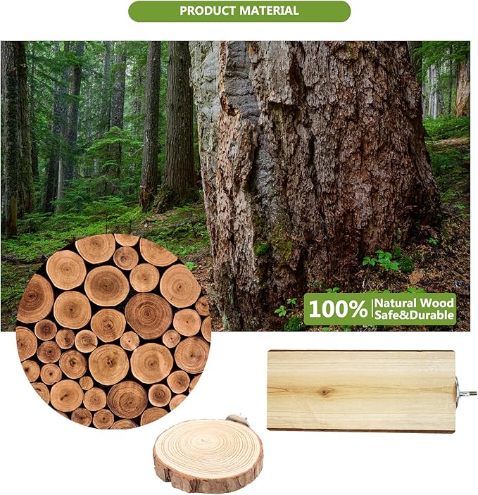 Parrot Cage Perch, Flat Wooden Platform for Birds Parrots Rats Small Animals(2 Packs)