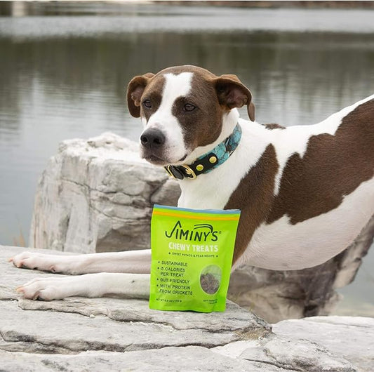 Jiminy's Chewy Cricket Dog Training Treats, Chewy, Low Calorie, Hypoallergenic, Made in USA, 6oz, Sweet Potato & Pea (Pack of 3)