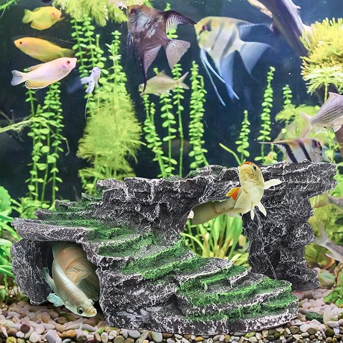Moonorange Turtle Basking Platform Turtle Tank Decoration for Aquariums & Terrarium, Turtle, Lizard, Reptile Habitat Hideout (Black)