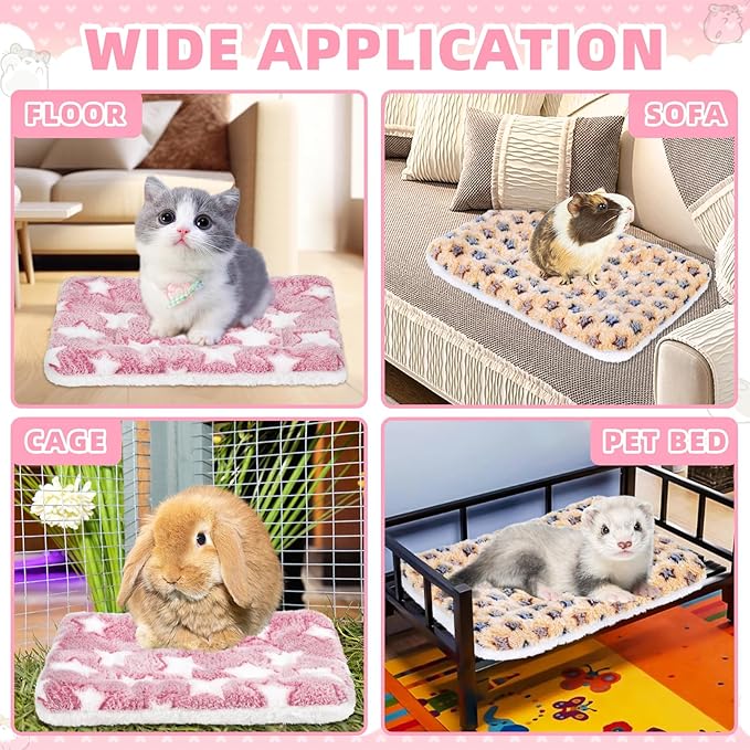 YedsIntu 2 Pcs Guinea Pig Bed, Washable Rabbit Bunny Bed Mat Warm Small Animal Bed Pad Guinea Pig Pillow Pet Bed Mat for Chinchilla Hedgehog Ferret (13.7" x 10.6")