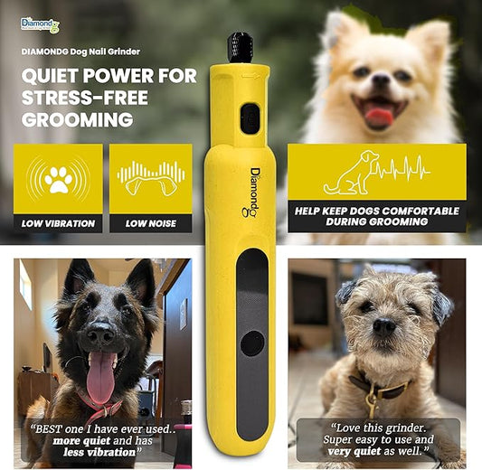 Diamondg Cordless Micro Dog Nail Grinder with Quiet Sound & LED Tip for Large & Small Dogs, 4hrs. Runtime - Electric Dog Nail Trimmer, Heavy Duty Rotary Tool Alternative to Toenail Clippers & Filers
