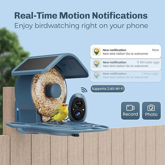 HIXX Smart Bird Feeder with Camera Solar Powered, 2.5K HD Vertical/Horizontal View, Lifetime Free AI Bird Identify, Detachable 1.8L Seed Bin for Easy Cleaning, Wireless Outdoor, Gift for Birding Lover