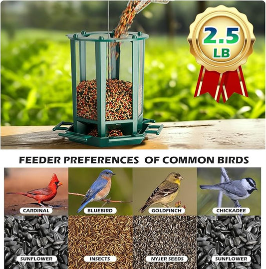 Birdream 2 Pack Bird Feeders for Outdoor Hanging, Retro Pagoda Design Fun Installation Bird Feeder, Attracting Wild Birds Chickadees Goldfinches Cardinals Finches and Sparrows - Green