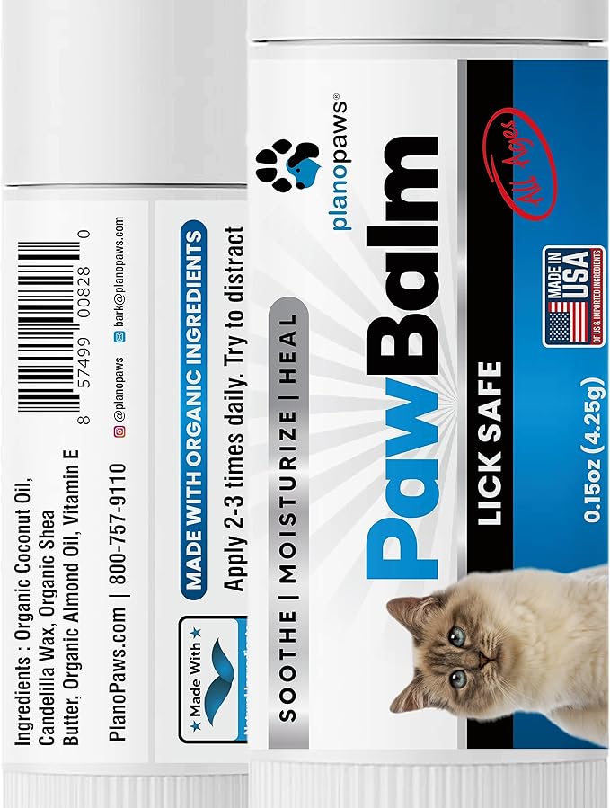 Lick Safe Cat Paw Balm - 0.15 Oz Paw Balm for Cats - Natural Paw Butter for Cats - Vet Recommended Cat Paw Protection - Paw Wax for Cats - Fix Dry Cracked Paws - Cat Paw Moisturizer Stick - Cat Stuff