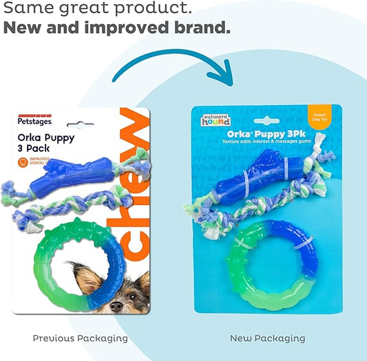 Outward Hound Orka Puppy Dental Chew Toys for Small Dogs & Teething Puppies - 3 Pack