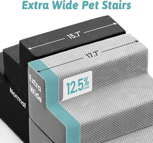 Dog Stairs for Small Dogs, 4 Tier Removable Wider Pet Stairs for Couch and Bed, 17.7" H Dog Steps for Old Cats, Puppy, Small Dogs, 17.7x23.6x17.7 inch, Gray