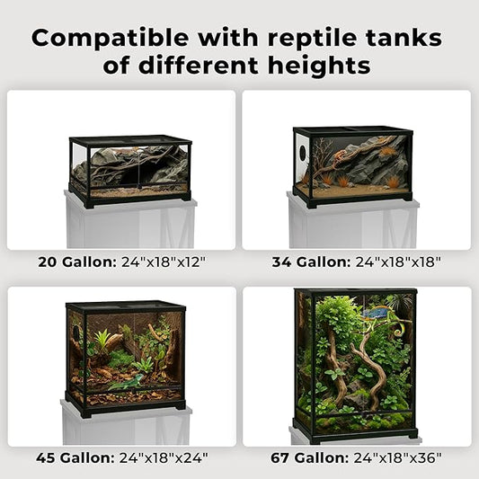 Herture 45-67 Gallon Reptile Tank Stand with Power Outlet, Terrarium Stand with Storage Cabinet, 24" Wx18 D Tabletop, Reptile Terrarium, Black PG12XYB