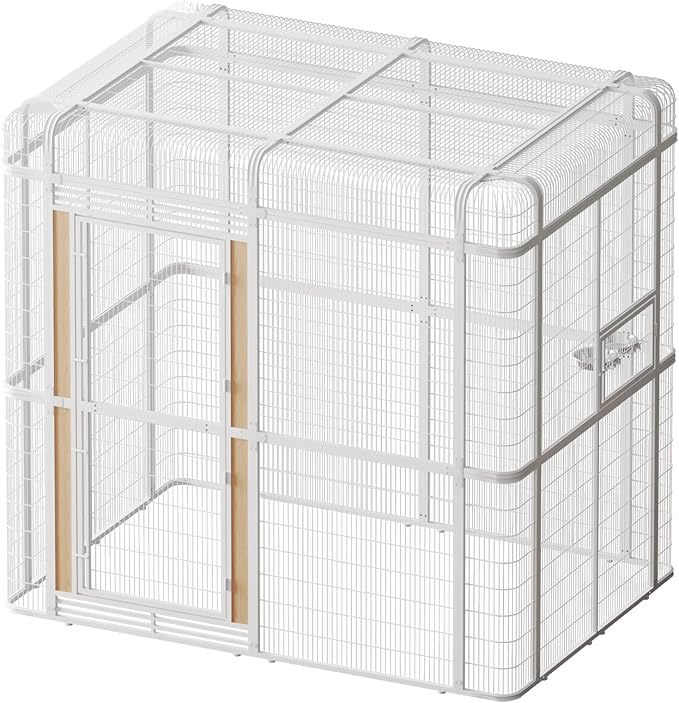 Large Bird Cage for Parakeets Outdoor Bird Aviary Parrot Cage with Perch, Walk-in Heavy Duty Birdcage for Macaws Canaries Parrots Budgie Lovebirds, White