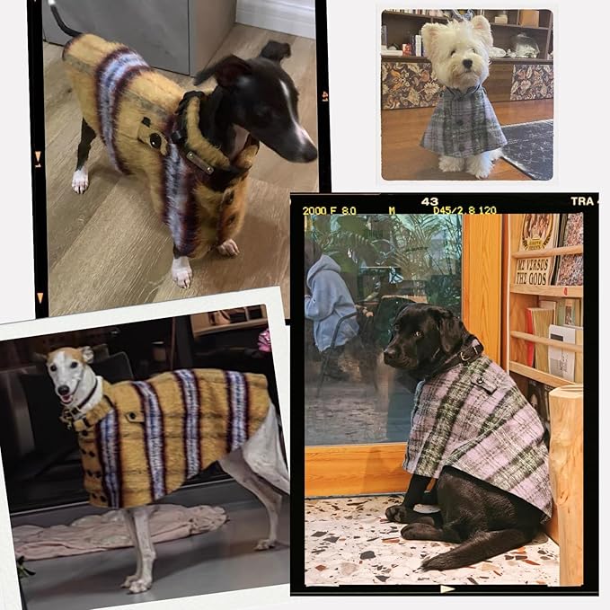 Dog Wool-Blend Luxury Cloak, Timeless Warm Plaid Coat Winter Fall Clothes Outfit Clothing Fits Small & Large Breeds Christmas Valentine Gift (Camel,M)