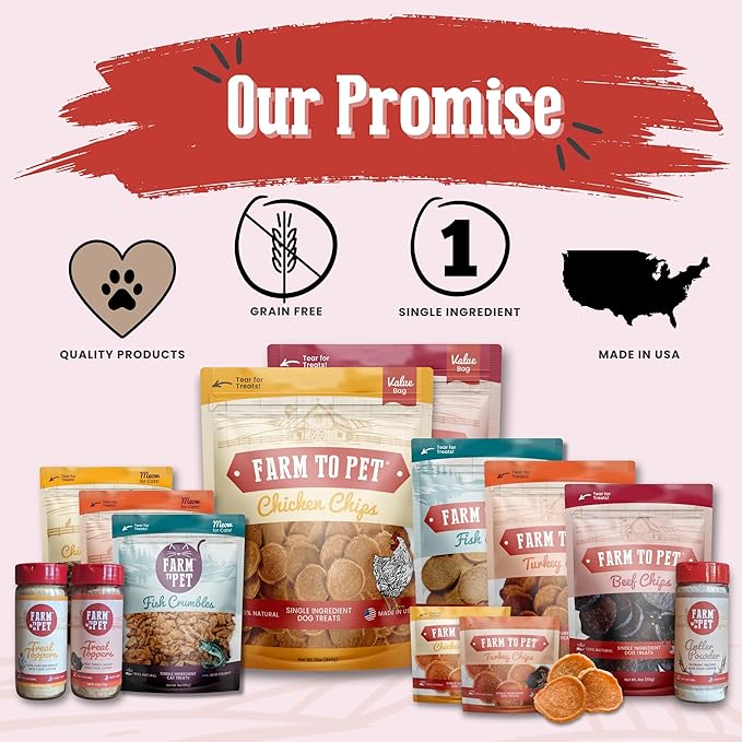 Farm To Pet - Dog Training Treats - 12 oz Beef Chips, Single Ingredient, Lean, All Natural, Healthy Dog Treats for Small, Medium, Large Breeds, & Puppies, Made in USA