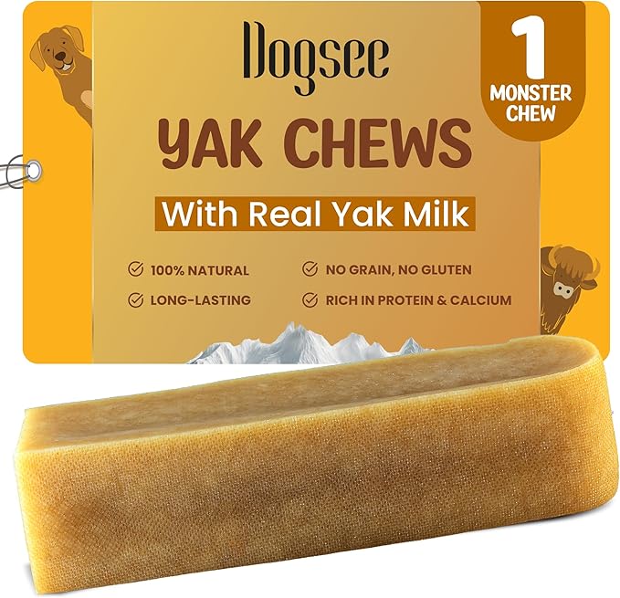 Dogsee Original Himalayan Yak Cheese Chews (Monster - 1 Chew) | Rawhide-Free | Long-Lasting | Fights Plaque & Tartar | Supports Dental Health