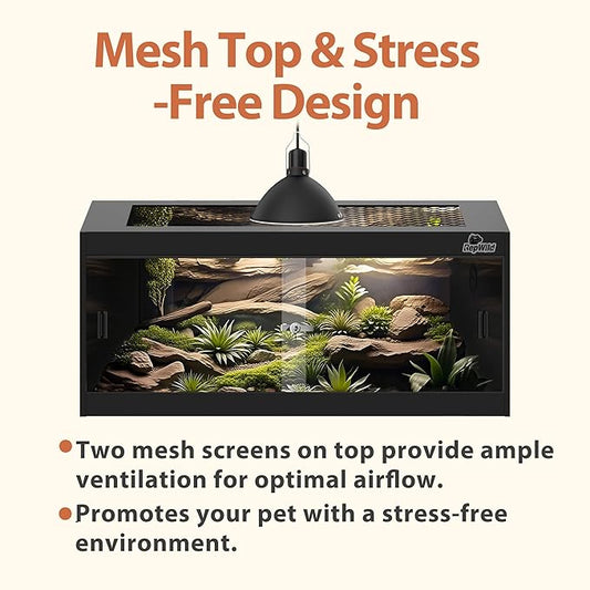 50 Gallon PVC Reptile Enclosure, RepWild 36"x18"x18" Terrarium/Tank with Heavy-Duty Screen Top, Glass Sliding Doors & Lock for Bearded Dragons, Ball Python, Geckos, Lizards