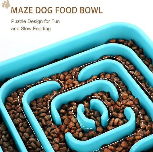 Slow Feeder Dog Bowls for Large Medium Dogs, Anti-Choking Slow Eating Maze Dog Food Bowl, Anti-Slip Slow Feeding Pet Puzzle Bowl,Blue