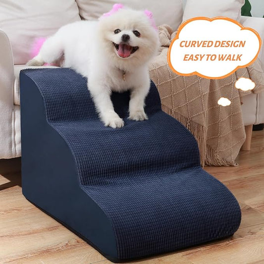 Dog Stairs and Steps for Beds Or Couches, 3-Step Pet Stairs & Steps for Small Dogs and Cats, Soft and Non-Slip Dog Ramp for Older Dogs,Pet with Joint Pain,Easy to Walk