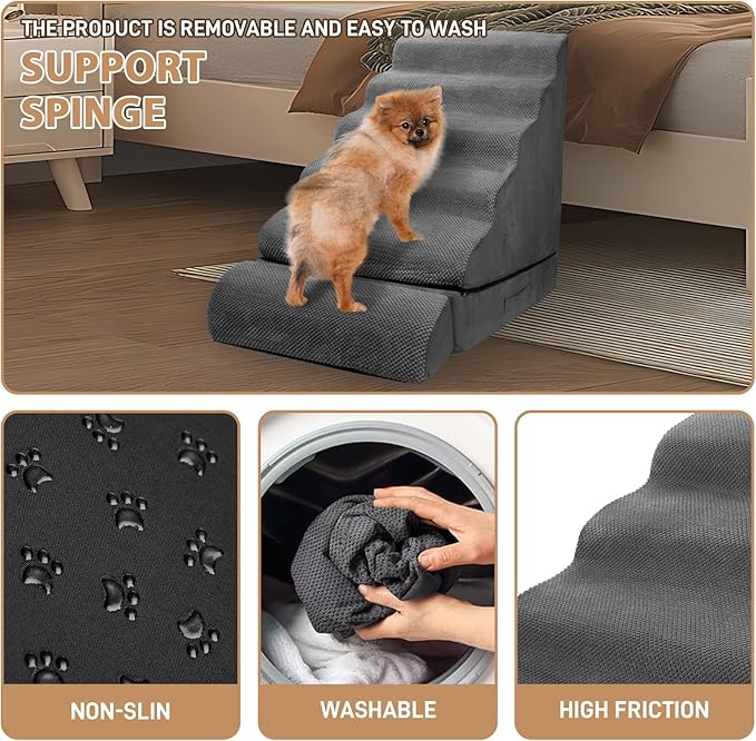 Dog Stairs & Steps for High Beds 30-36 Inches Tall for Small Dogs, LitaiL Pet Stairs/Steps for Beds 30 Inches High, Non-Slip Dog Ramps for Older Cats