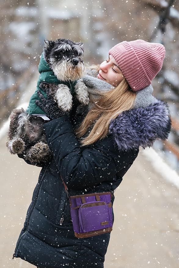 BEAU&FUR Large Dog Treat Pouch with Clicker for Training – 4 Cup Capacity, Built-In Poop Bag Dispenser, Expandable Pocket, Metal Buckle, Large Back Pocket, Ideal Design for Walks and Training – Purple