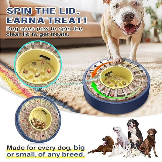 KADTC Large Size & Capacity Spinning Dog Puzzle Feeder, U.S. Brand & Design,Actually Slows Down Eating to 5-60 Minutes,Anti-Gulping Mental Enrichment for Dogs Treat & Food Dispenser Toy