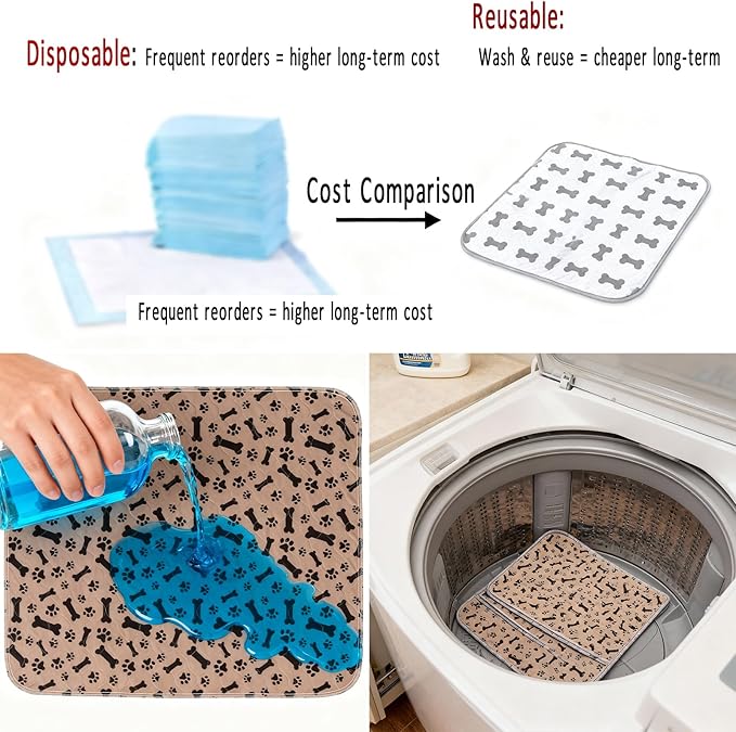 Puppy Pad with Pheromones, Puppy Pad Pee Pads, 100% Waterproof Reusable Washable Pee Pads for Dog & Cat, Absorbent/Leak-Proof/Anti-Slip Pet Training Pads (Coffee Brown, M:27.6×31.5"(Pack of 2))