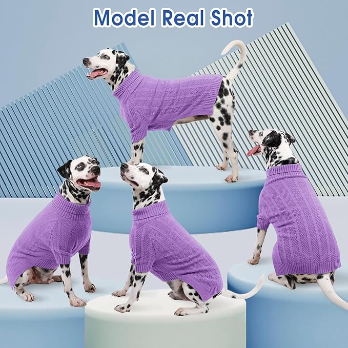 Queenmore XSmall Dog Sweater,Small Sweater for Dog,Soft Knitted Pet Sweater Christmas Clothing,Turtleneck Pullover Puppy Sweaters for Dogs Girls Boys,Cozy Pet Knitwear for Teacup,Chihuahua(Purple,XS)