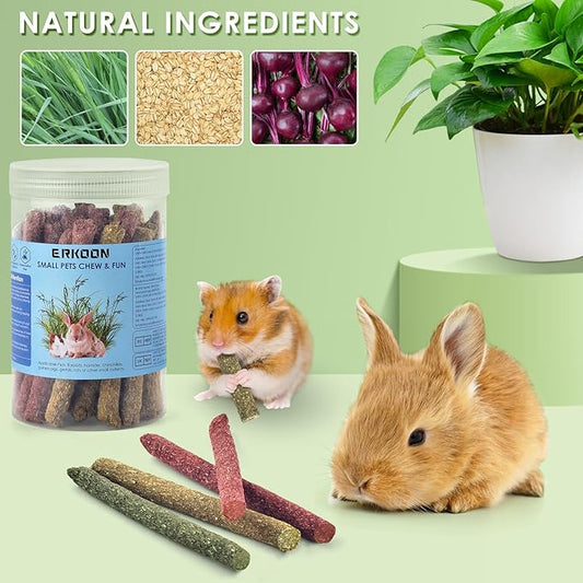 ERKOON 38Pcs Timothy Hay Sticks, Guinea Pig Toys, Rabbit Chew Toys for Teeth Natural Molar Sticks Rabbits Treats for Bunnies, Chinchilla, Guinea Pigs, Gerbil, Hamster