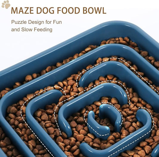Slow Feeder Dog Bowls for Large Medium Dogs, Anti-Choking Slow Eating Maze Dog Food Bowl, Anti-Slip Slow Feeding Pet Puzzle Bowl,Dark Blue