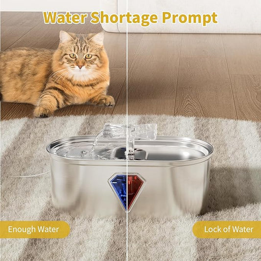 Cat Water Fountain, 3.5L Automatic Cat Fountains for Drinking with Double Water Outlet, Super Silent Pet Drinking Dispenser with Transparent Water Level for Cats, Dogs, Multiple Pets
